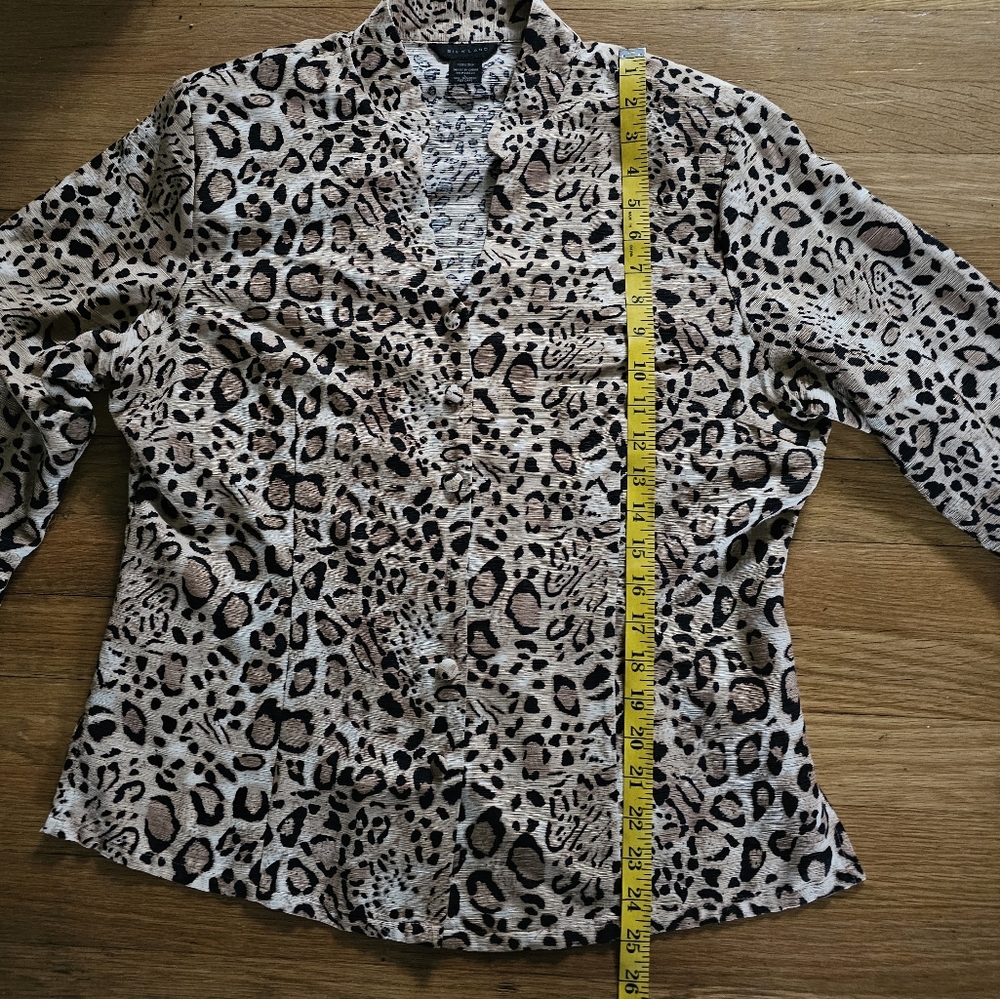 SilkLand 100% Silk Animal Print Blouse Women's Vintage Size Large - Picture 11 of 14